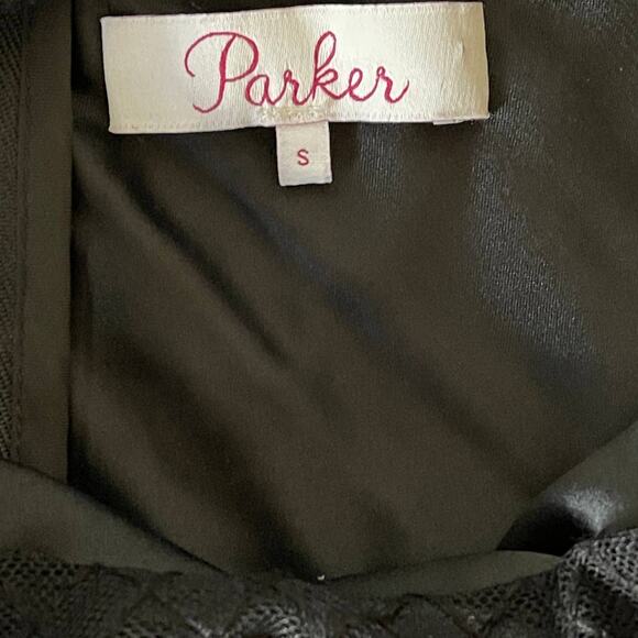 Parker Semi Sheer and Ruffled Black Mini Dress Size Small - Picture 11 of 11